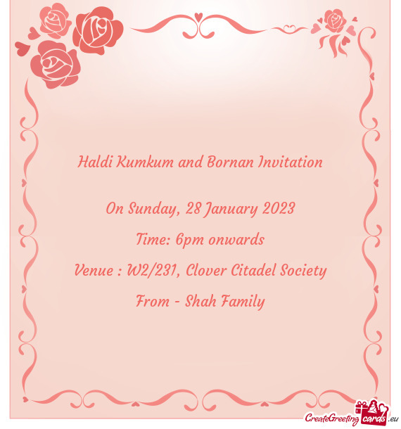 ☆ Haldi Kumkum and Bornan Invitation ☆