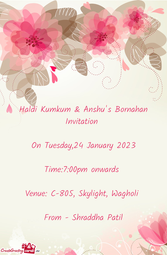 Haldi Kumkum & Anshu's Bornahan Invitation