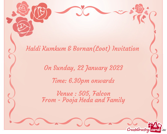 Haldi Kumkum & Bornan(Loot) Invitation