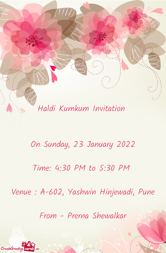 Haldi Kumkum Invitation 
 
 
 On Sunday