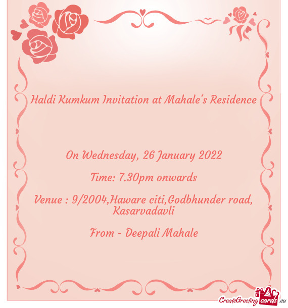 Haldi Kumkum Invitation at Mahale