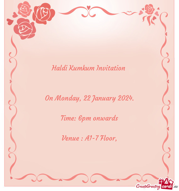 Haldi Kumkum Invitation  On Monday