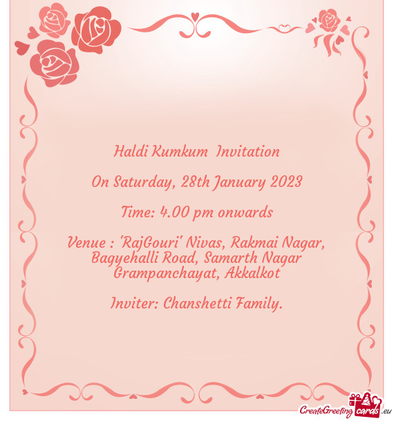 Haldi Kumkum Invitation On Saturday
