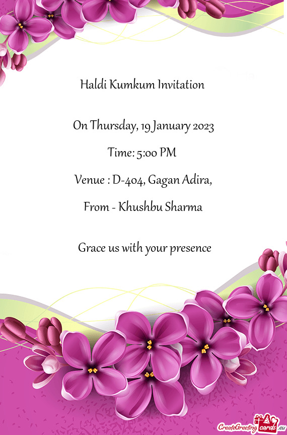 Haldi Kumkum Invitation  On Thursday