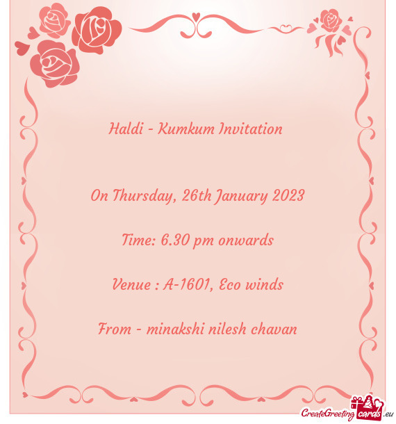 Haldi - Kumkum Invitation