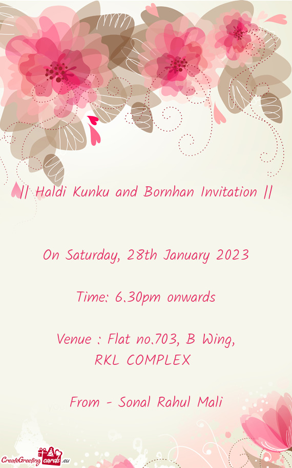 || Haldi Kunku and Bornhan Invitation ||