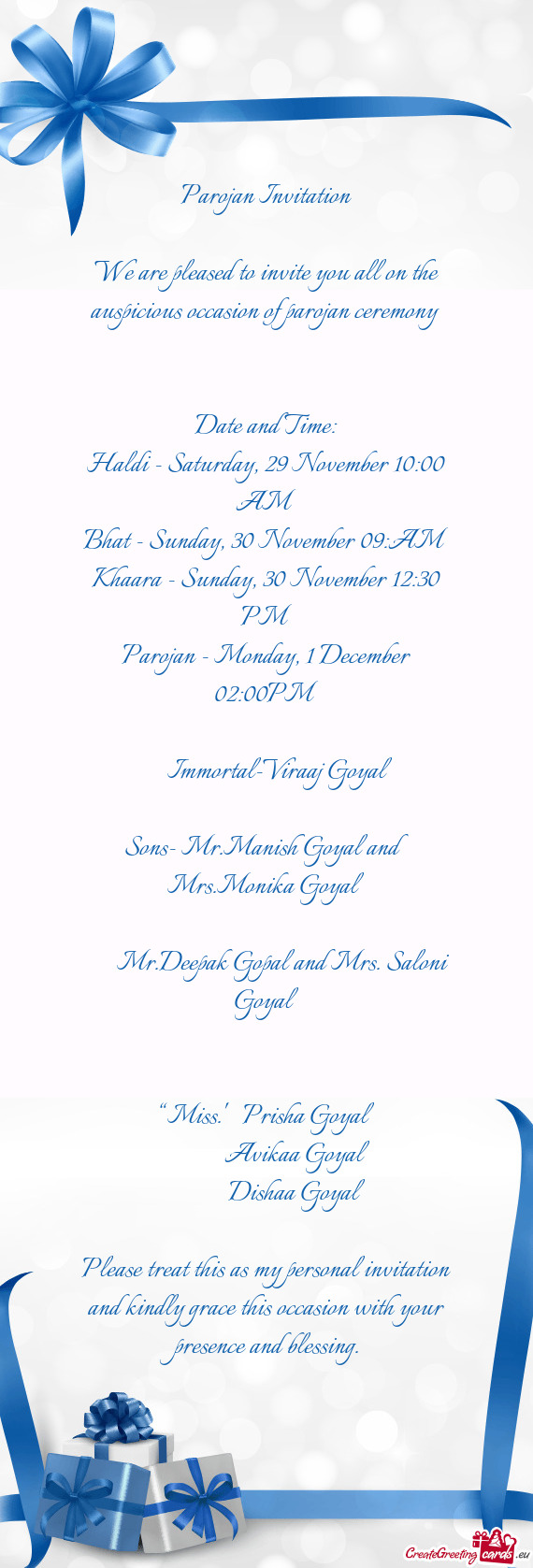 Haldi - Saturday, 29 November 10:00 AM