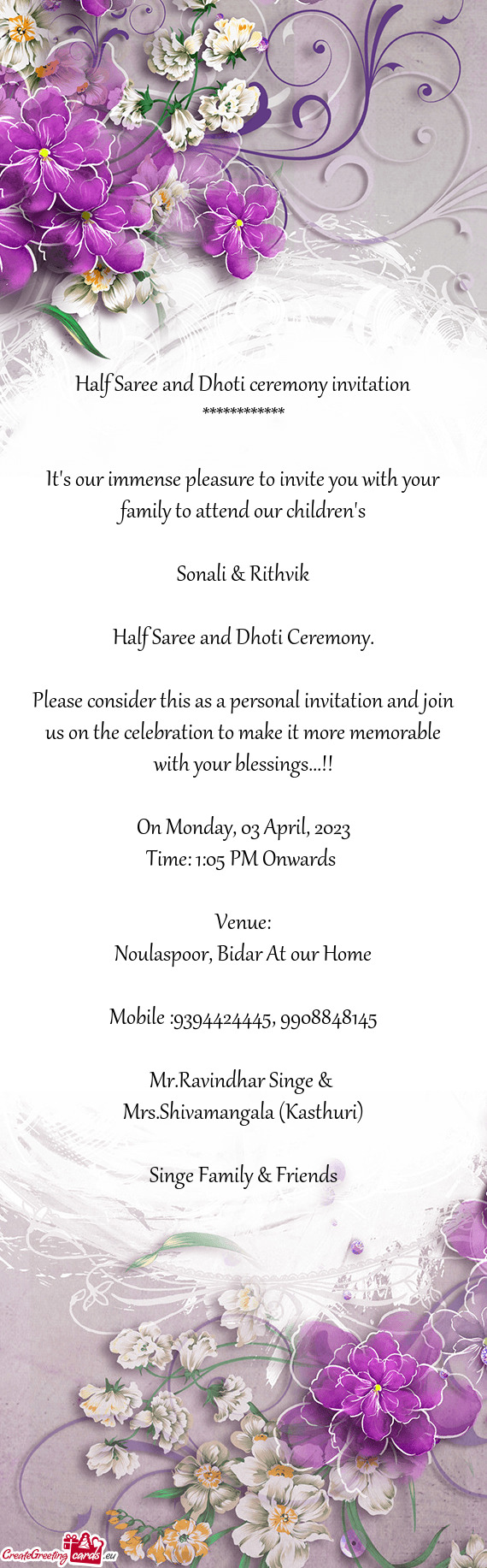 Half Saree and Dhoti Ceremony