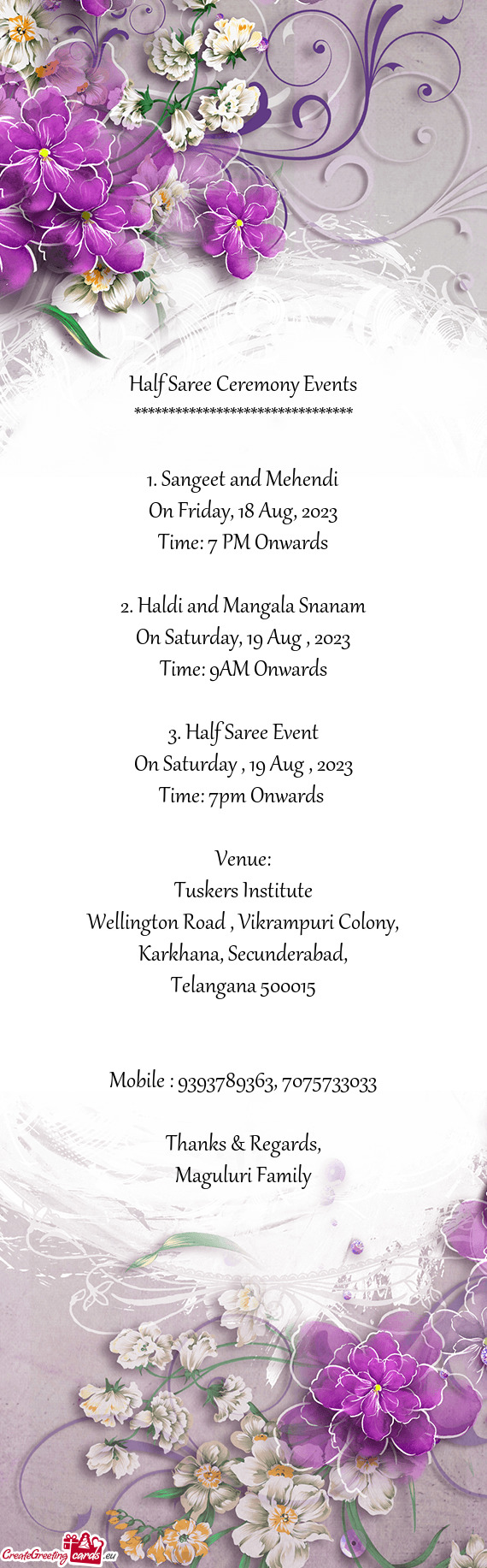 Half Saree Ceremony Events