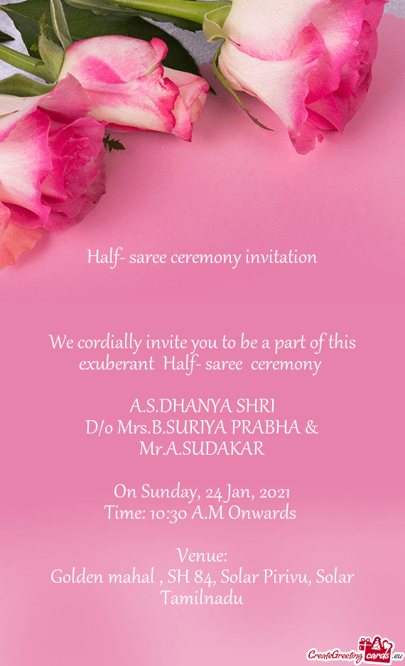 Half- saree ceremony invitation