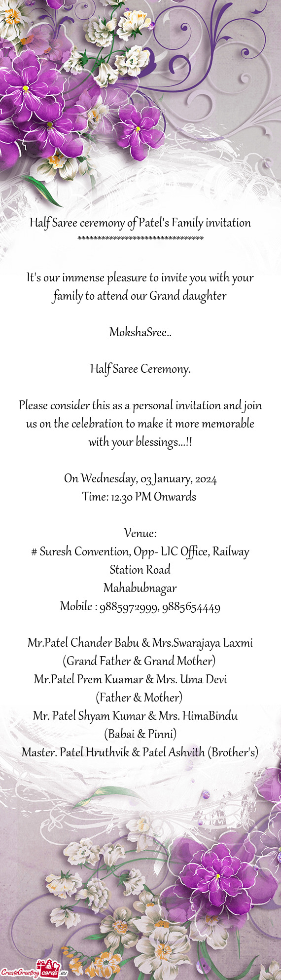 Half Saree ceremony of Patel