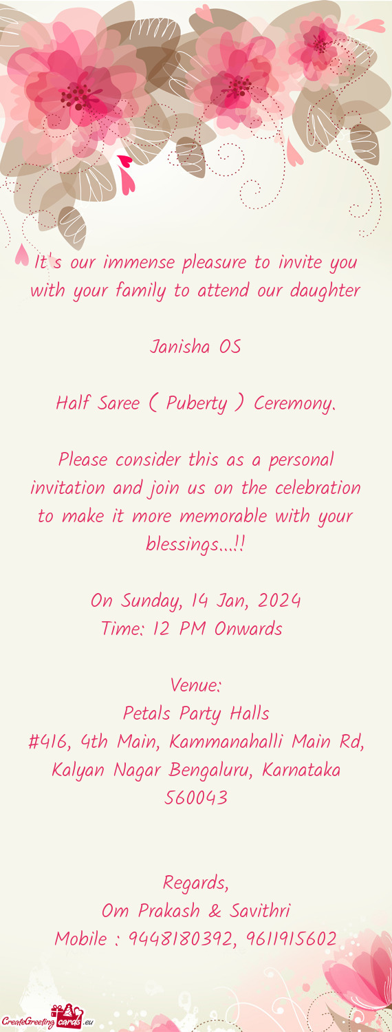 Half Saree ( Puberty ) Ceremony