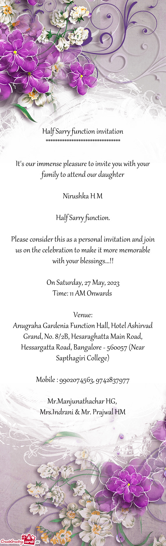 Half Sarry function invitation