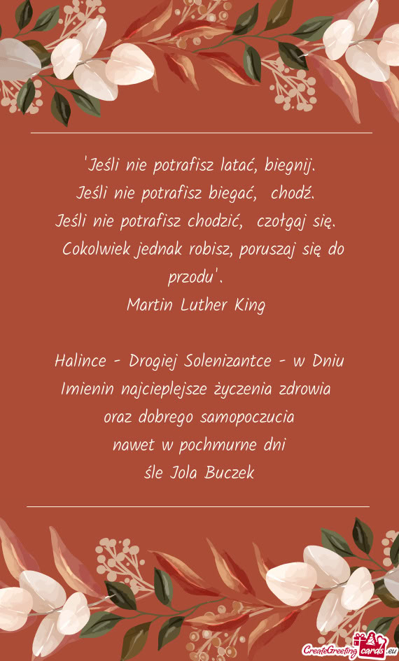 Halince - Drogiej Solenizantce - w Dniu Imienin najcieplejsze życzenia zdrowia