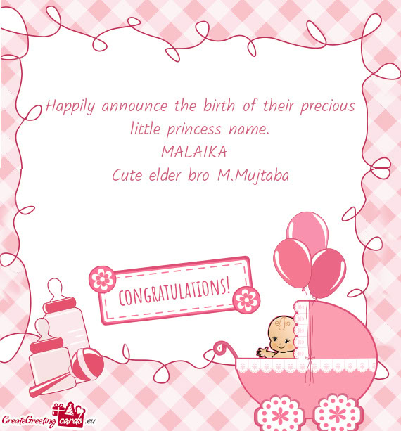 Happily announce the birth of their precious little princess name