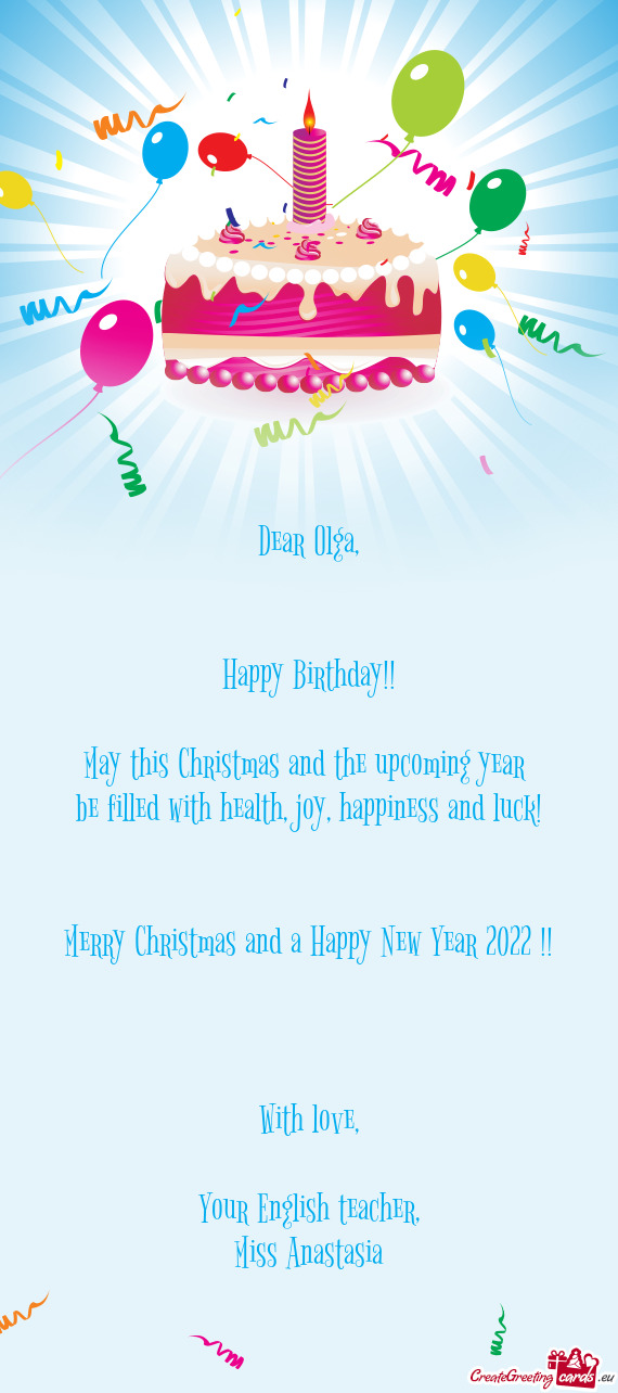 Happiness and luck!
 
 
 Merry Christmas and a Happy New Year 2022 !!
 
 
 
 With love