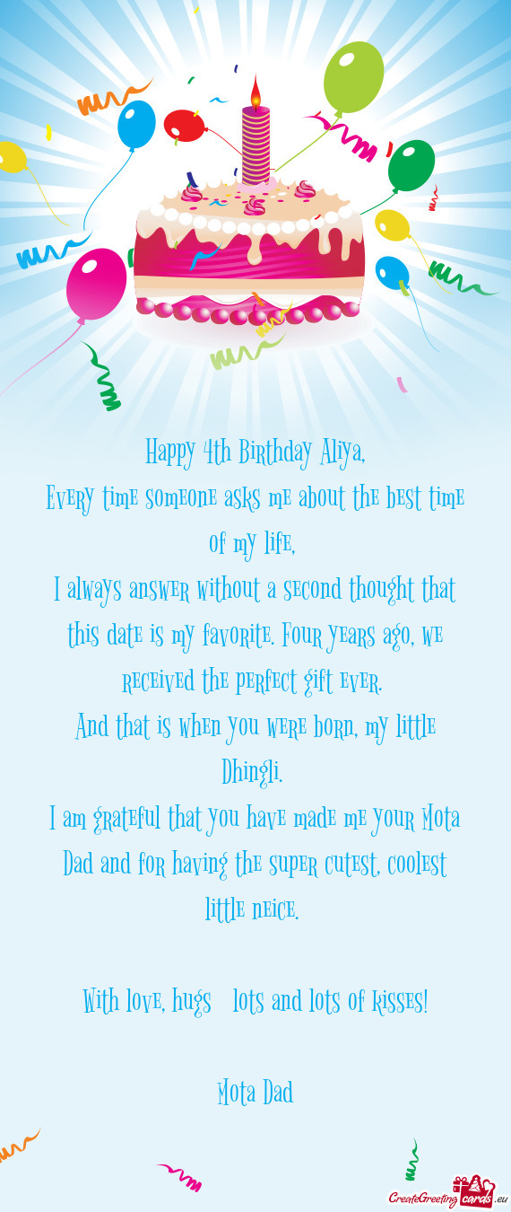 Happy 4th Birthday Aliya