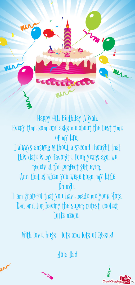 Happy 4th Birthday Aliyah