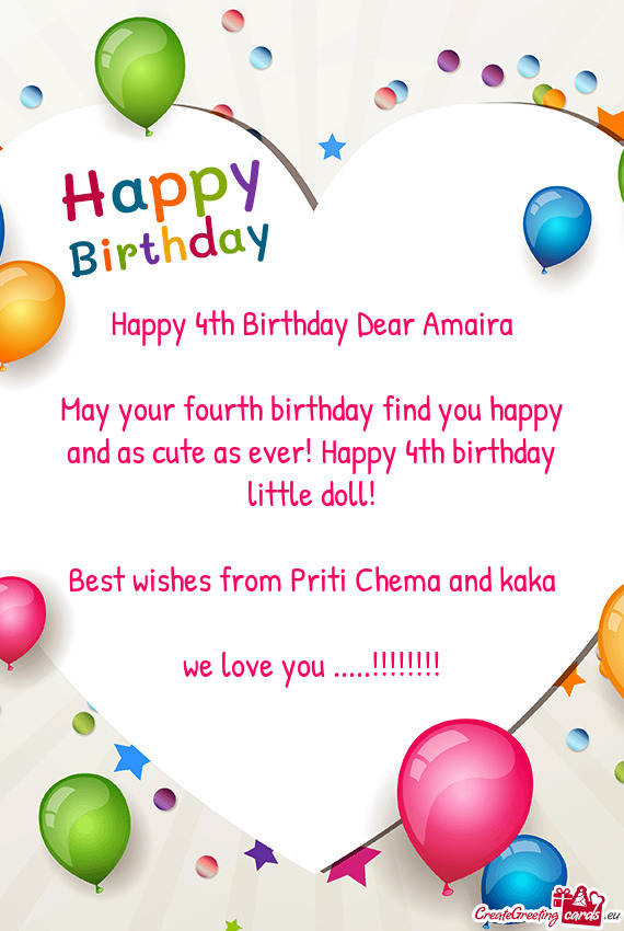Happy 4th Birthday Dear Amaira