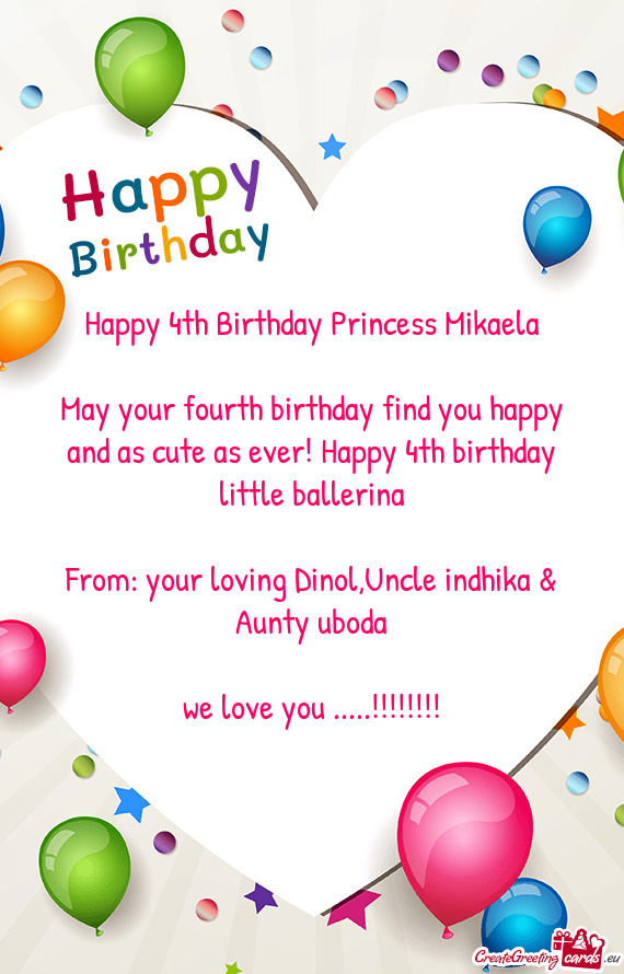 Happy 4th Birthday Princess Mikaela
