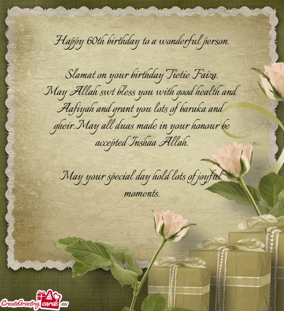 Happy 60th birthday to a wonderful person