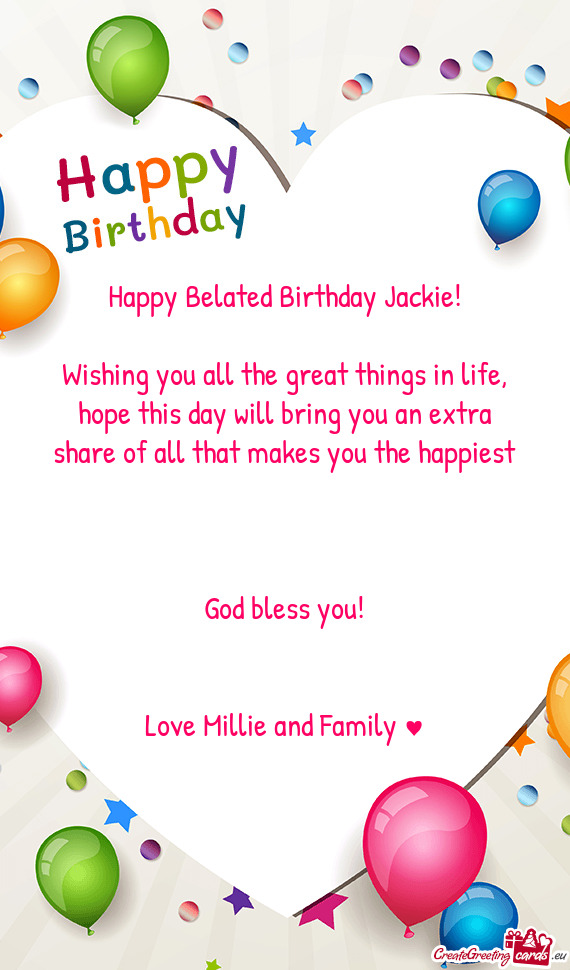 Happy Belated Birthday Jackie