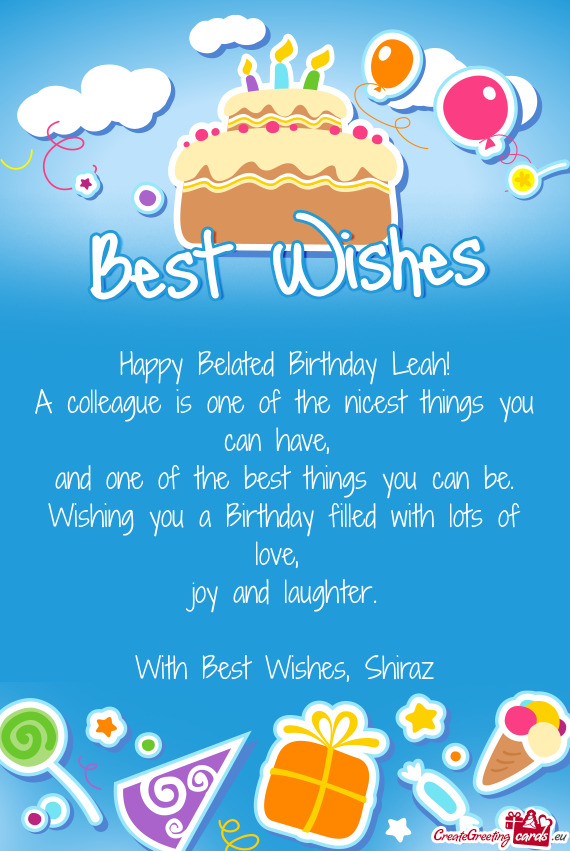Happy Belated Birthday Leah