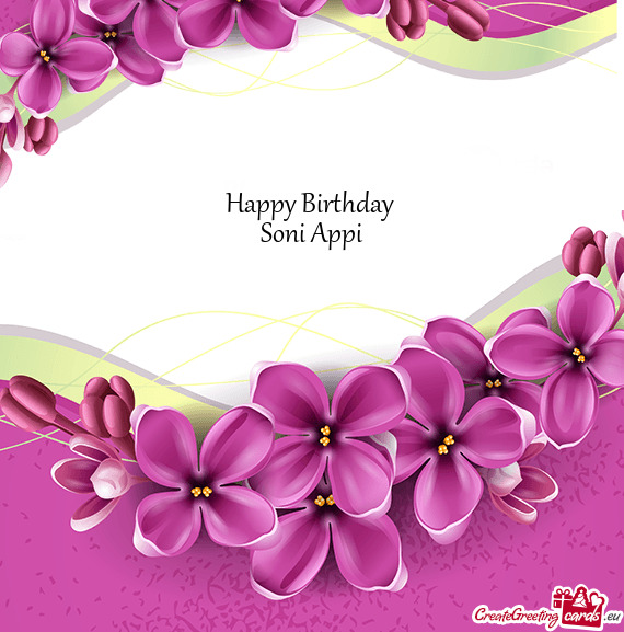 Happy Birthday 
 Soni Appi