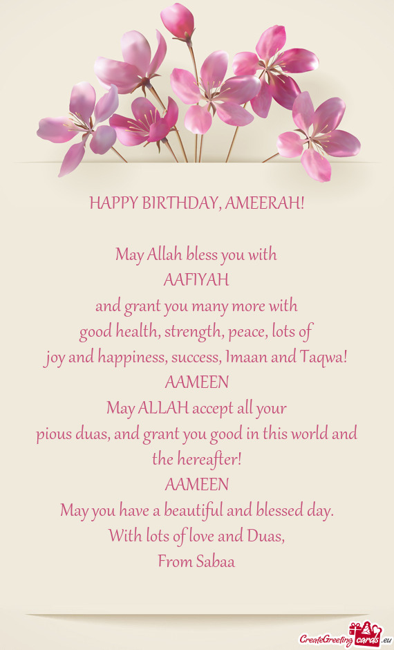 HAPPY BIRTHDAY, AMEERAH