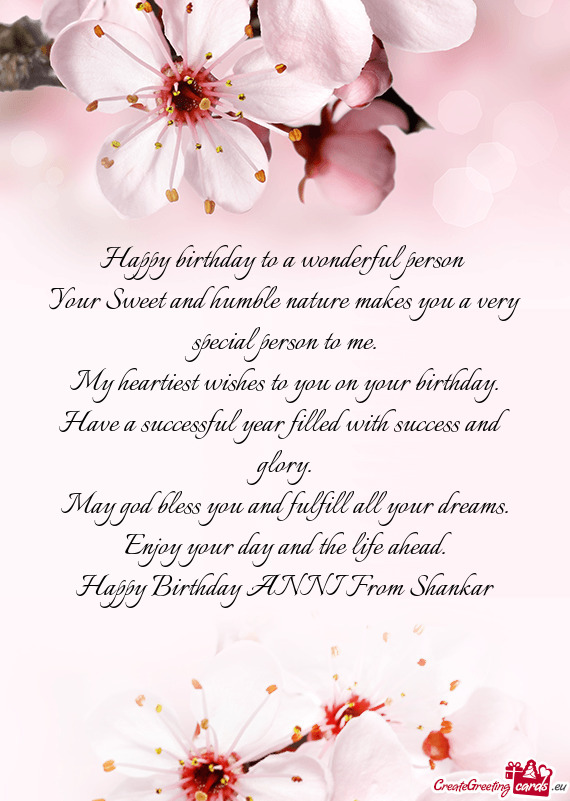 Happy Birthday ANNI From Shankar