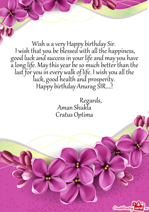 Happy birthday Anurag SIR