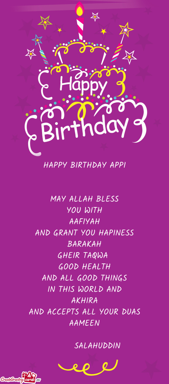 HAPPY BIRTHDAY APPI