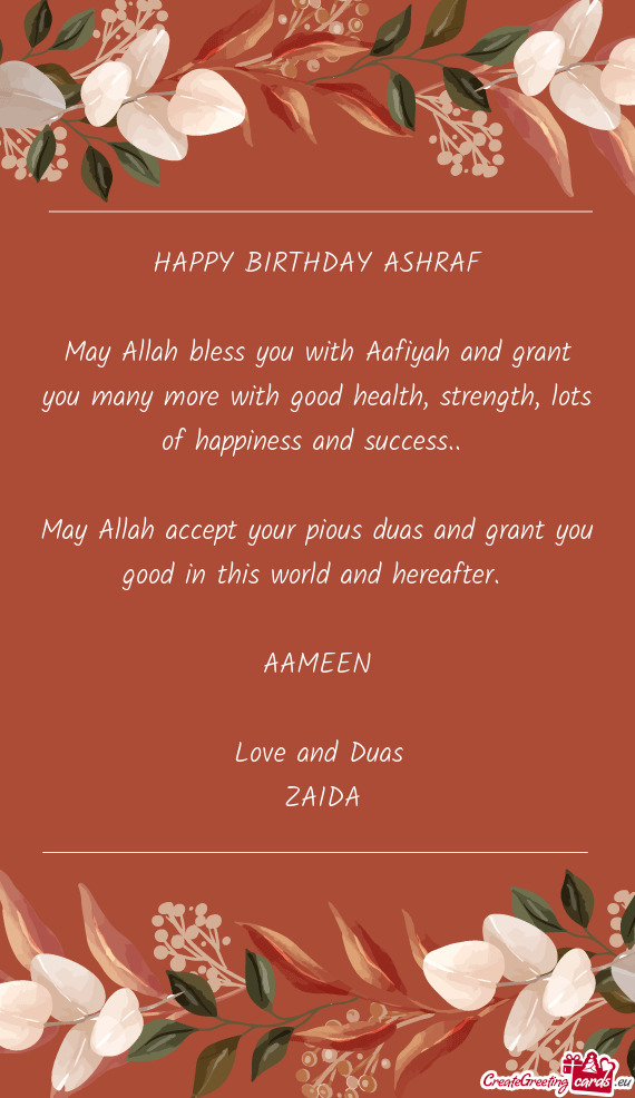 HAPPY BIRTHDAY ASHRAF