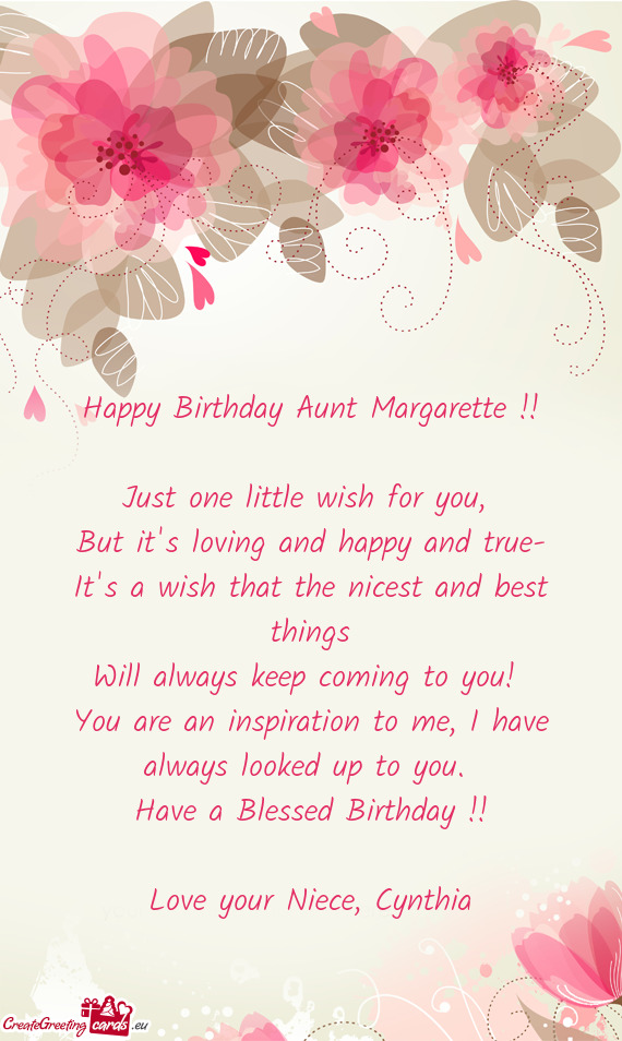 Happy Birthday Aunt Margarette