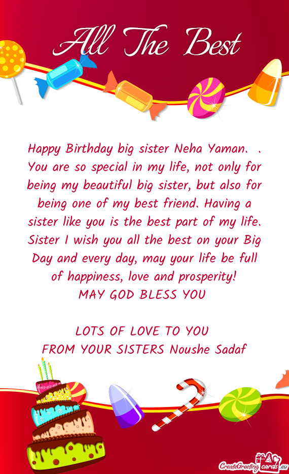 Happy Birthday big sister Neha Yaman. . You are so special in my life, not only for being my beauti