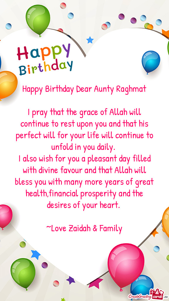 Happy Birthday Dear Aunty Raghmat