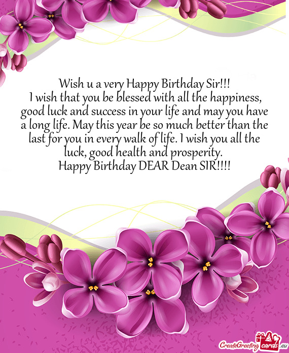 Happy Birthday DEAR Dean SIR