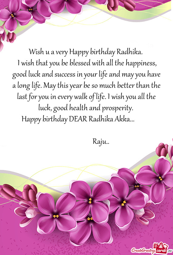 Happy birthday DEAR Radhika Akka...🎂🎈🎉♥️