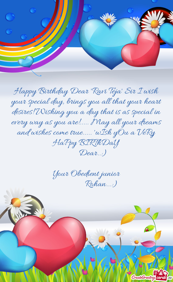Happy Birthday Dear 'Ravi Teja' Sir I wish your special day, brings you all that your heart desires