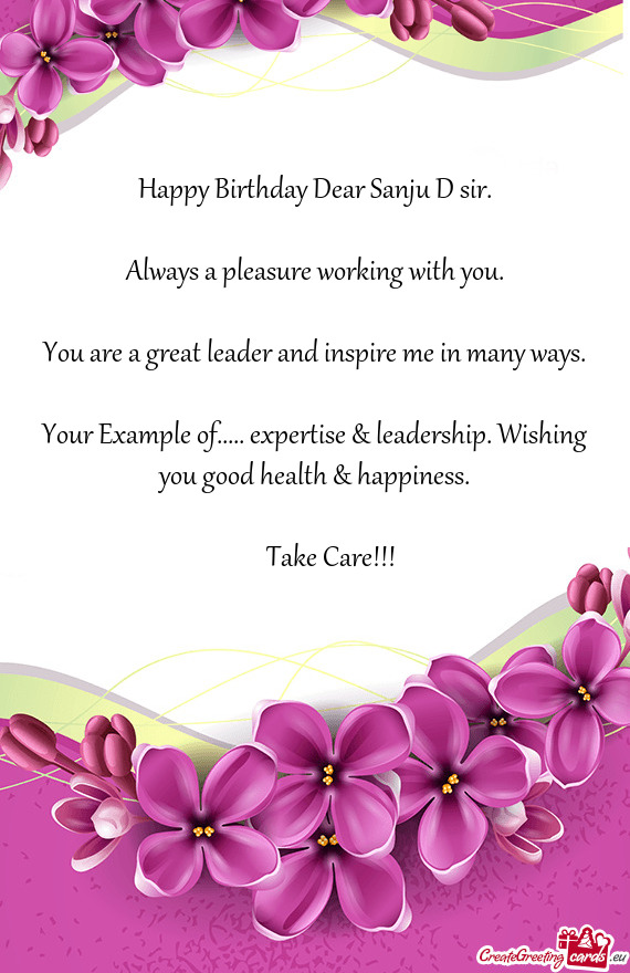 Happy Birthday Dear Sanju D sir