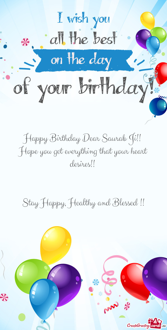 Happy Birthday Dear Saurab Ji