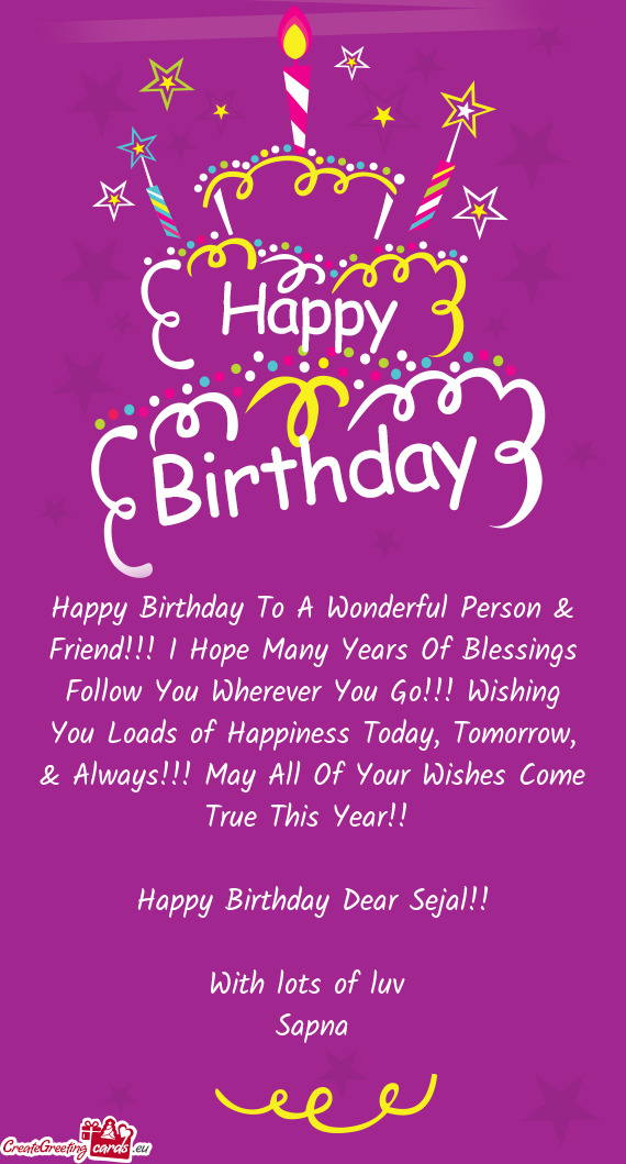 Happy Birthday Dear Sejal