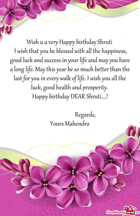 Happy birthday DEAR Shruti