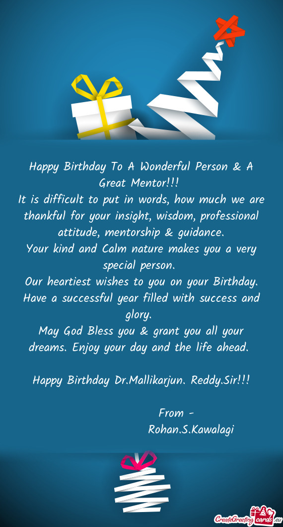 Happy Birthday Dr.Mallikarjun. Reddy.Sir