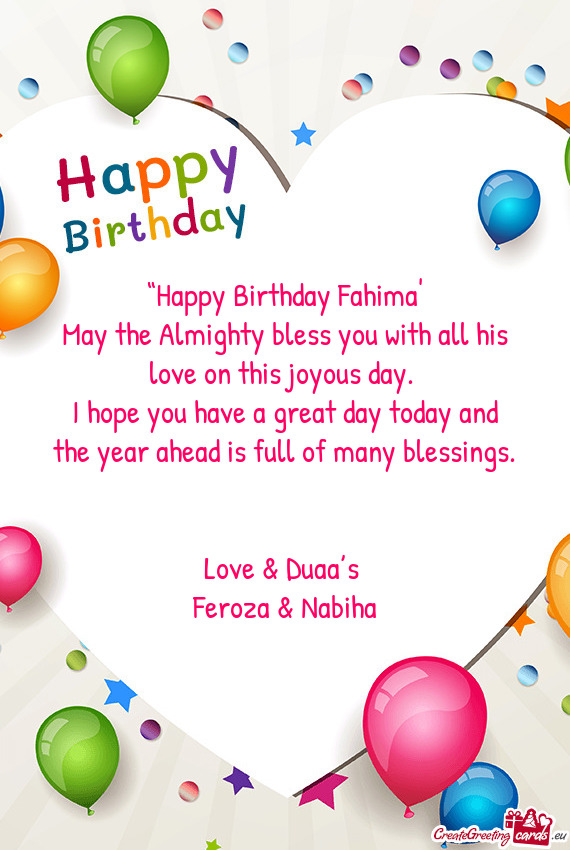 “Happy Birthday Fahima”