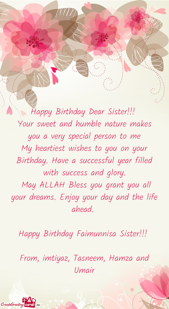 Happy Birthday Faimunnisa Sister