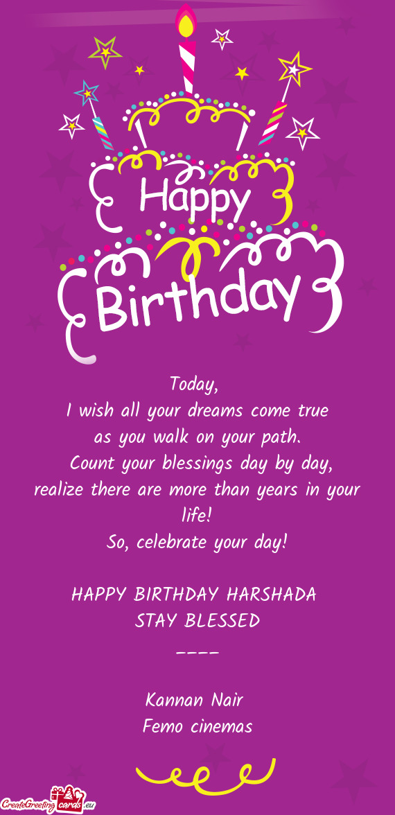 HAPPY BIRTHDAY HARSHADA