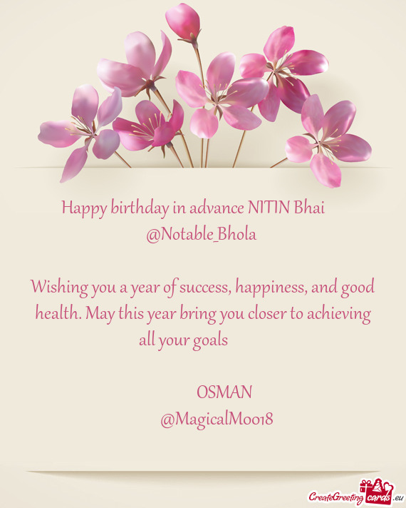 Happy birthday in advance NITIN Bhai 🎂🎉 @Notable_Bhola