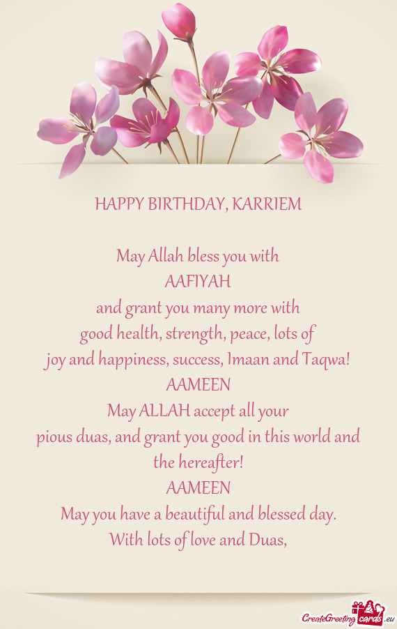 HAPPY BIRTHDAY, KARRIEM