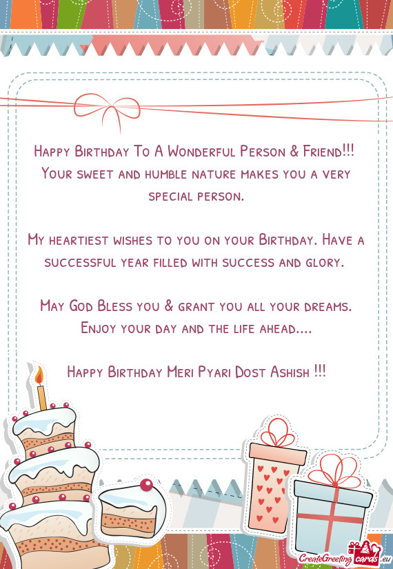 Happy Birthday Meri Pyari Dost Ashish